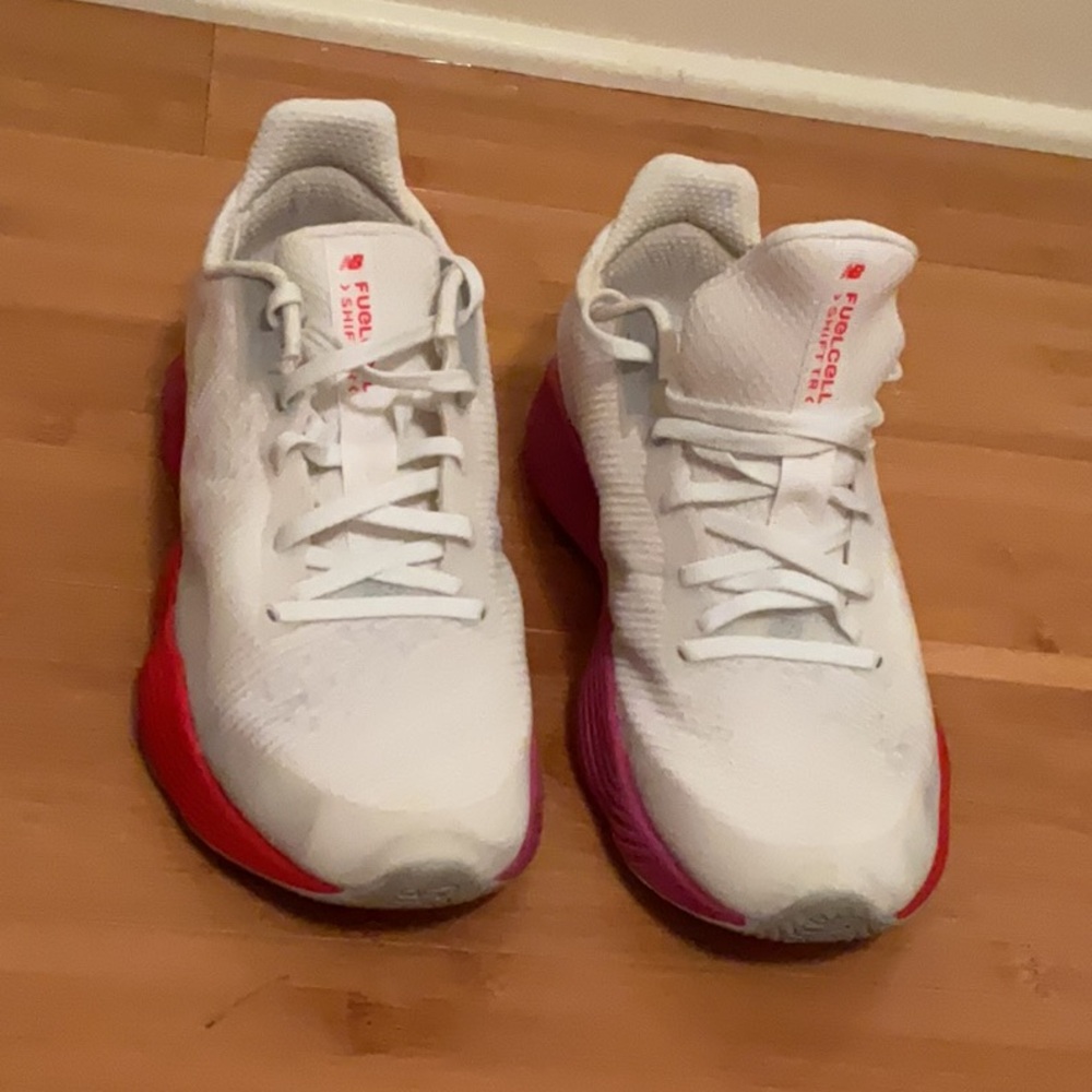 New Balance White and Red Sneakers